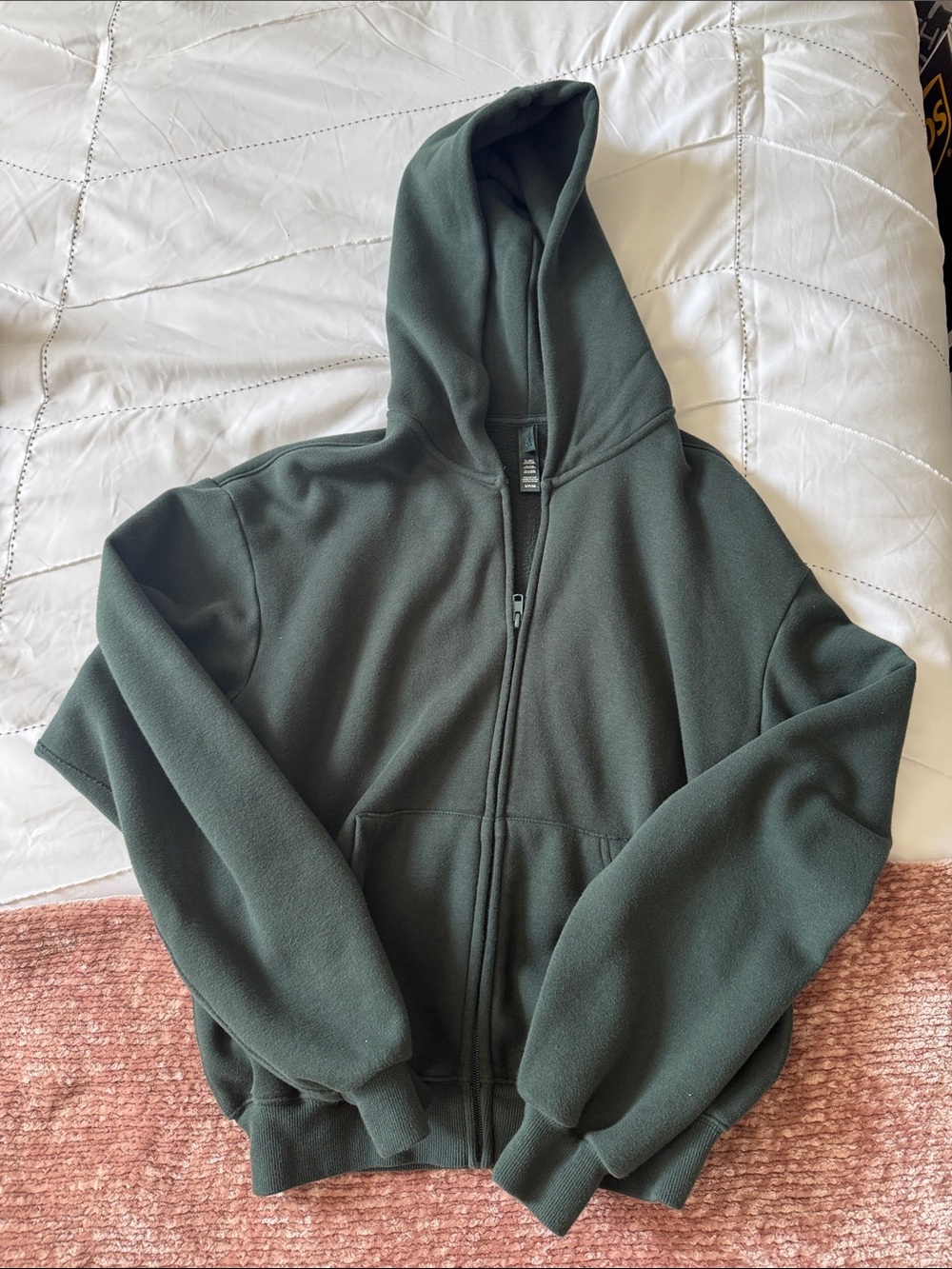 Skims Spruce Cotton Fleece Classic Zip Up Hoodie